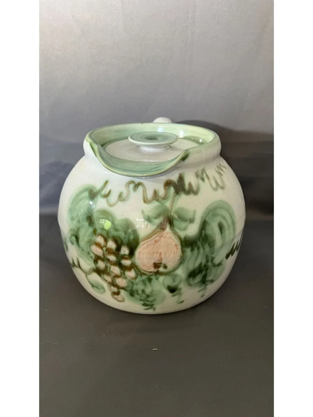 John B. Taylor Handcrafted Pottery Pitcher/Bean Pot With Lid – Harvest Theme